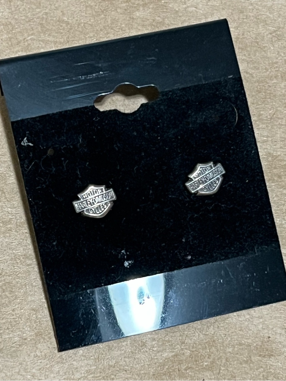 Sterling Silver Harley Davidson Stud Earrings